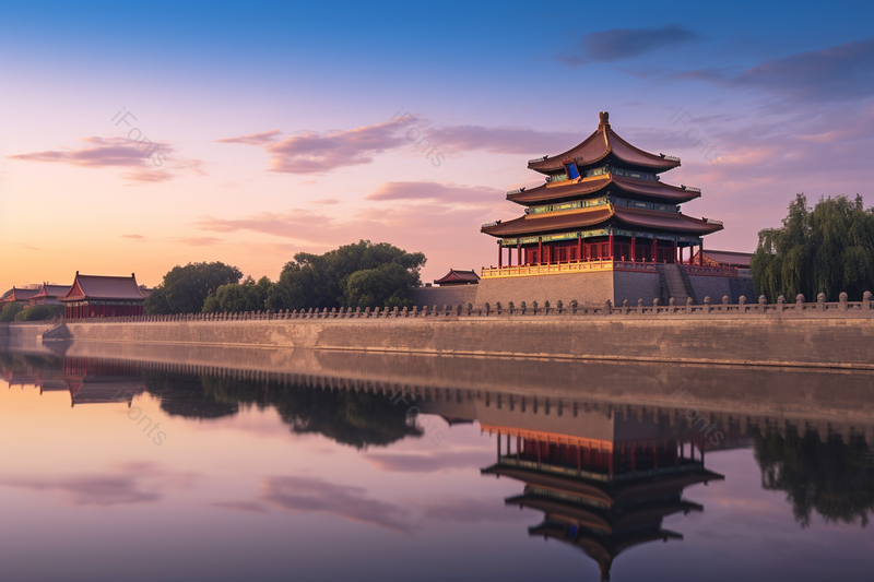 宫殿城墙城外美景护城河倒影城市摄影建筑摄影,高清,摄影图,摄影图片,图片大全,摄影图免费下载